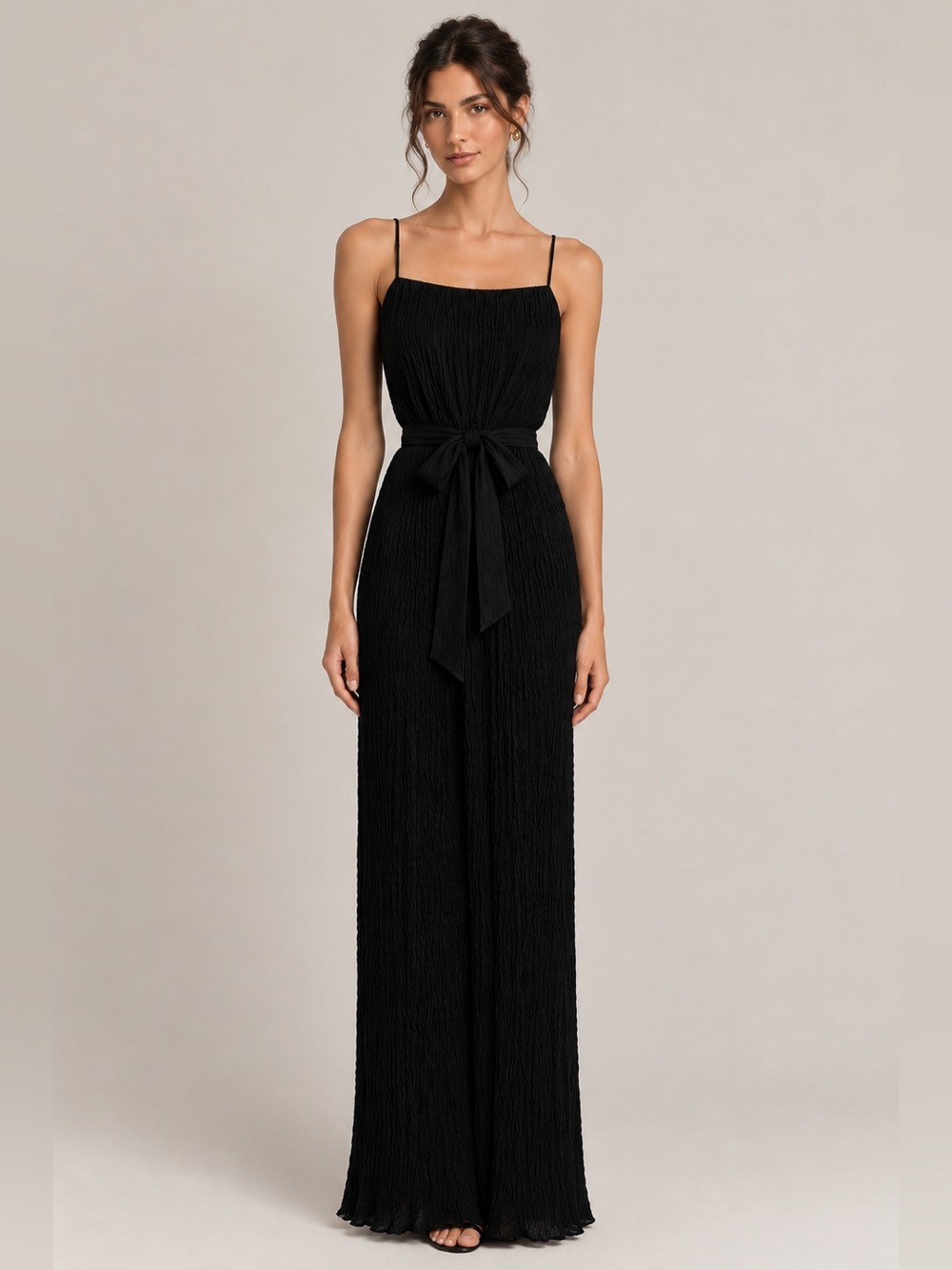 NWOT Banana Republic Black Pleated Maxi Dress with Tie Waist Size M